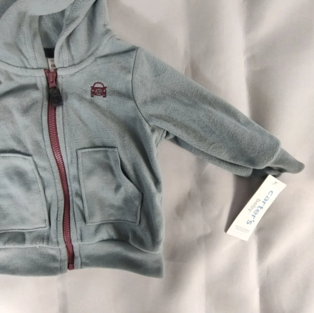 Carter's Sage Blue Kids Hoodie Zip Up Jacket 6M NWT